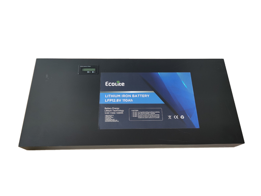 12.8V110Ah LiFePO4 Slimline Batterie 1408Wh Batterie au lithium pour voyages en extérieur avec Bluetooth intégré
