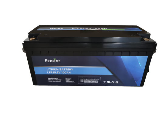 Ecolite longue durée de vie > 4000 cycles 25,6 V 100Ah LiFePO4 batterie au lithium pour véhicule de plaisance